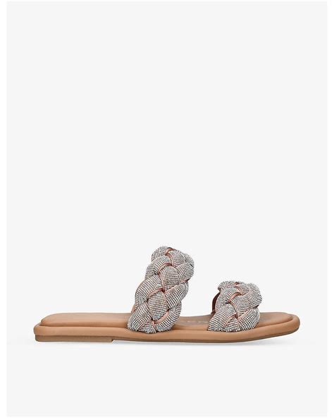 KG By Kurt Geiger Rogan Plait Crystal Embellished Faux Leather Sandals