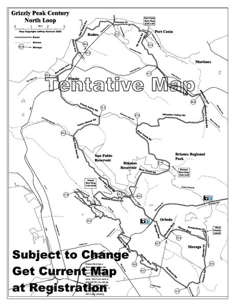 Grizzly Peak Century North Loop Route Map Orinda Village California