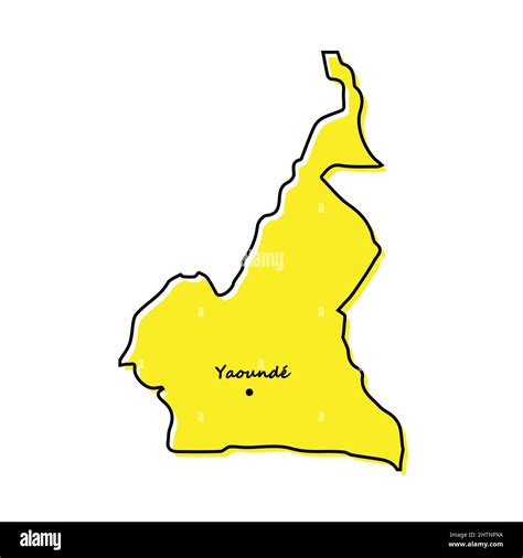 Simple Outline Map Of Cameroon With Capital Location Stylized Minimal