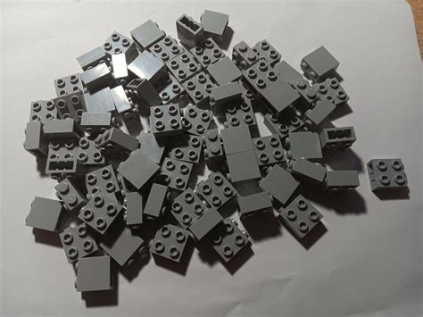 LEGO LOT 74 LIGHT BLUISH GRAY 1 X 2 X 1 2 3 MODIFIED BRICKS 4 STUDS 1