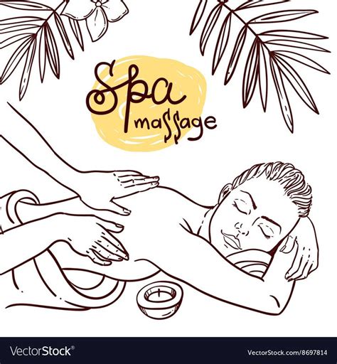 Beautiful Vector Hand Drawn Illustration Massage Spa Woman Gets Relax