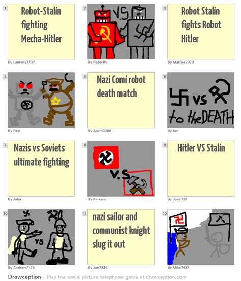 Robot Stalin Fighting Mecha Hitler Drawception