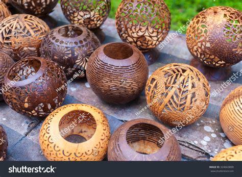 Coconut Shell Carvinghandicraft Indigenous People Bali Stock Photo