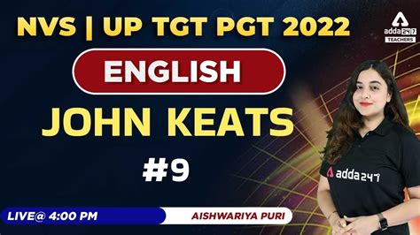 NVS UP TGT PGT 2022 TGT PGT English Classes John Keats 9 By