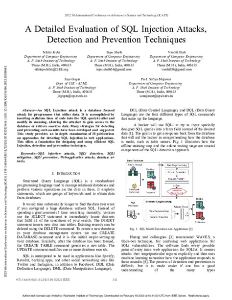 Pdf A Detailed Evaluation Of Sql Injection Attacks Detection And