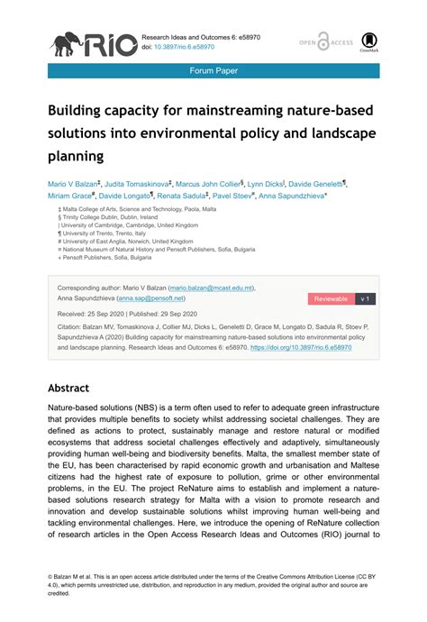 PDF Building Capacity For Mainstreaming Nature Based Solutions Into