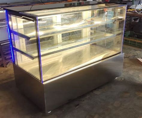 Rectangular Normal Stainless Steel Glass Sweet Display Counter For