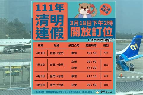 金門清明連假第三波加班機敲定 1184座位明天下午2點開賣 自由電子報 Line Today