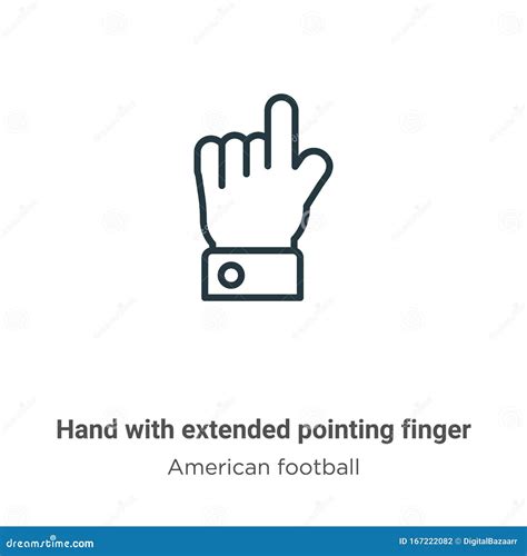 Hand With Extended Pointing Finger Outline Vector Icon Thin Line Black