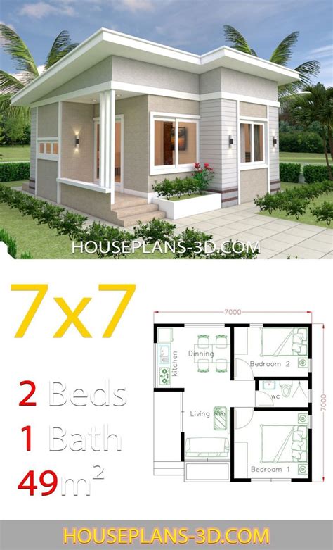 Small House Plans 6x6 With One Bedroom Hip Roof