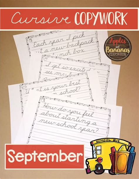 September Cursive Copywork Handwriting Practice