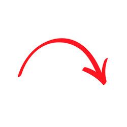 Red Double Curved Arrow Sign Hand Drawn Symbol Vector Image