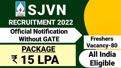 Sjvn Recruitment Without Gate Ctc Lakhs Sjvn Vacancy