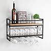 MBQQ Wine Rack Stemware Glass Rack Industrial 2 Tier Wood Shelf 24in