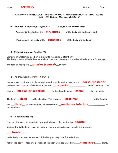 Chapter 1 Lab Investigation The Language Of Anatomy Worksheet Answers