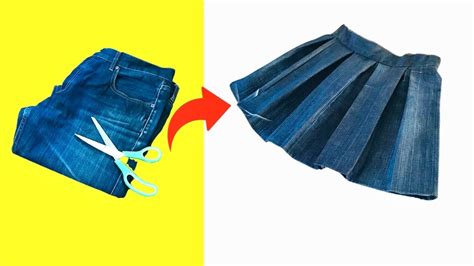 DIY CONVERT OLD JEANS TO A BEAUTIFUL SKIRT AMAZING OLD JEANS RECYLING