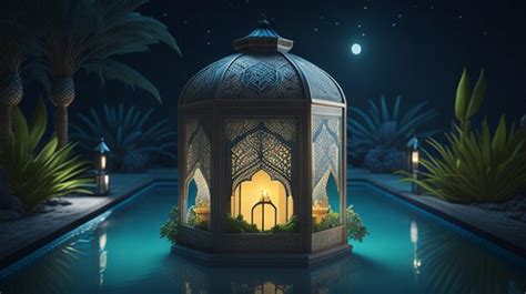 Premium AI Image | A Lantern of Islamic Background