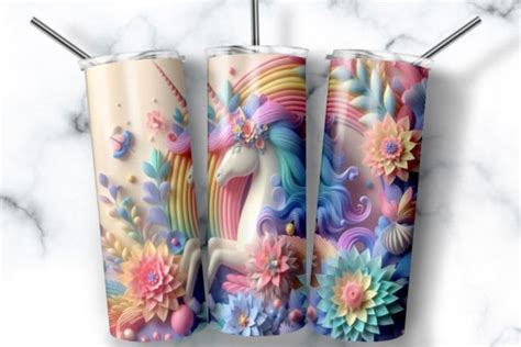 D Unicorn Oz Skinny Tumbler Wrap Png Graphic By Ordcreative