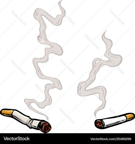 Cartoon lit cigarettes with smoke Royalty Free Vector Image