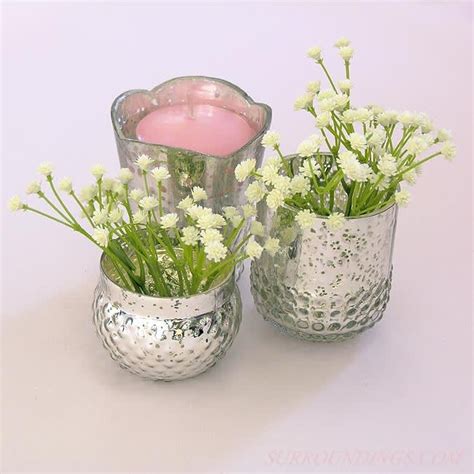 Silver Mercury Glass Votive Set