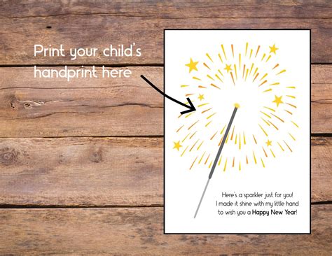 New Year Sparkler Handprint Craft Template Printable Etsy