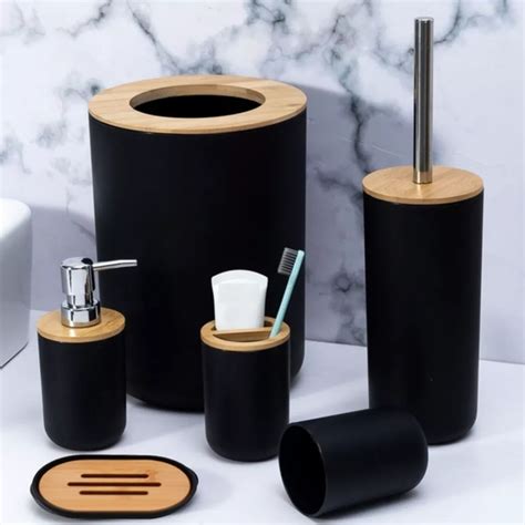 Kit Banheiro Conjunto Completo Lavabo 6 Peças Bambu TudoFestas Loja