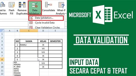 Cara Menggunakan Data Validation Pada Excel YouTube