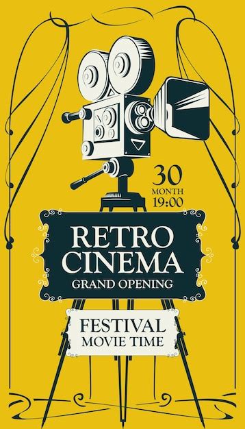 Cartaz Para Festival De Cinema Retr Vetor Premium