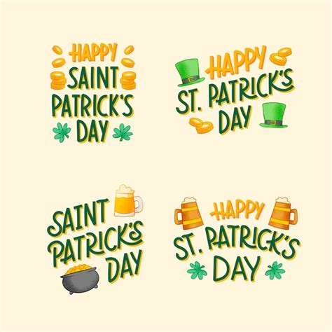 Free Vector Hand Drawn Lettering Collection For St Patricks Day