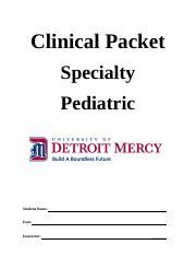 Peds Clinical Packet Docx Clinical Packet Specialty Pediatric Student