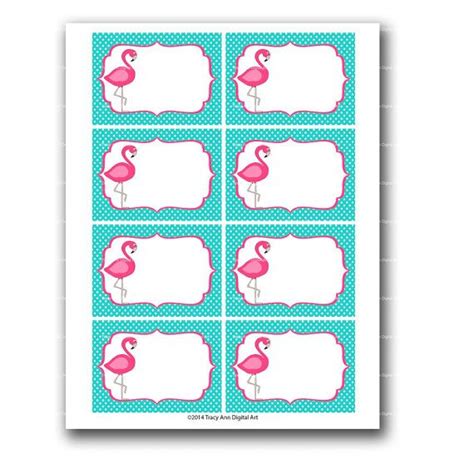 Pink Flamingo Printable Labels Or Buffet By Tracyannprintables