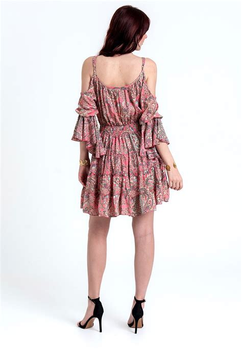 Vestido Boho Rosa Hombros Descubiertos Montsaint