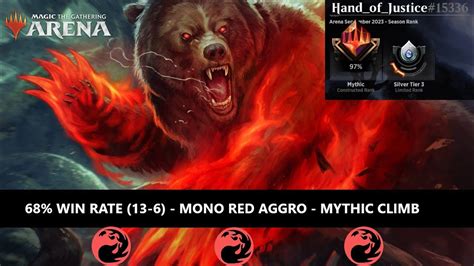 MONO RED AGGRO68 WIN RATE 13 6 STANDARD BO1 RANKED MYTHIC CLIMB MTG