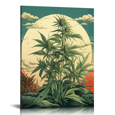 Awypu Marijuana Plant Vintage Decor Smoke Weed Canvas Wall Art Print ...