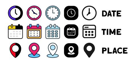 Date Time Address Or Place Icons Symbol Vector Art At Vecteezy