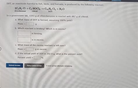 Solved Chlorobenzene 2C6H5Cl Chloral C2HOCl3 DDT Chegg