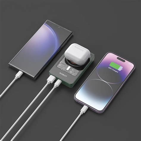 Power Bank Robot Nirkabel Magnetik 10000mah Rt13 Magsafe Wireless 15w Port A Port C Bj Cell