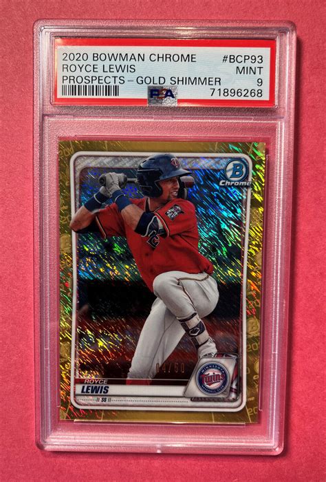 Royce Lewis 2020 Bowman Chrome Prospects BCP 93 Gold Shimmer Refractor