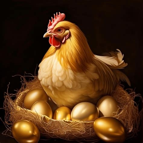 Premium Ai Image Chicken Lays A Golden Egg Illustration