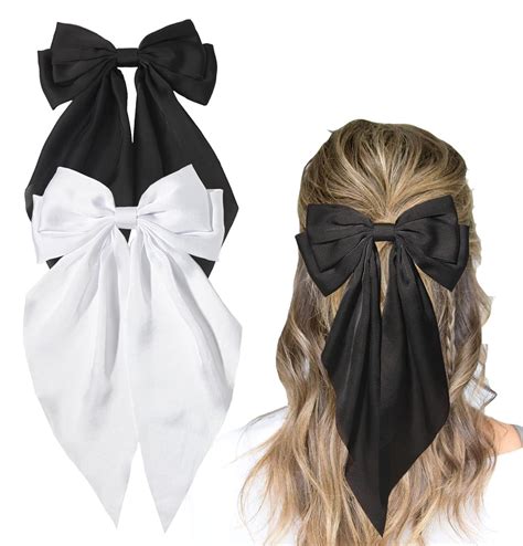 Amazon Furling Pompoms Hair Bow Clips Black Hair Bow White Hair