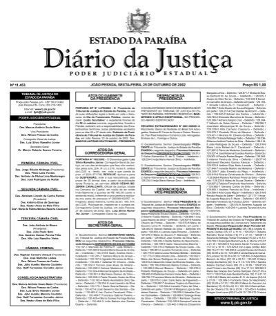 Diario Da Justi A Tribunal De Justi A Da Para Ba