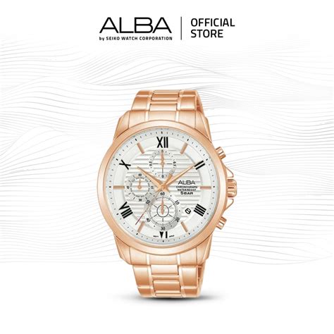 Jual ALBA Jam Tangan Pria AM3770 Quartz Stainless Steel Rose Gold Watch