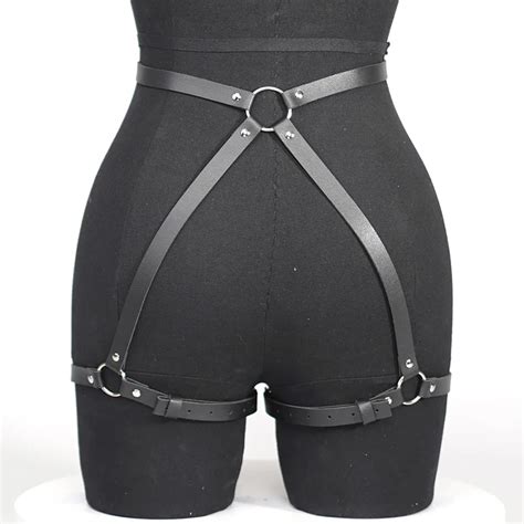 15 Noir Taille unique Jarretière de bondage corporel en cuir PU