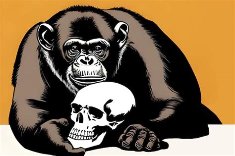 premium photo monkey   human skull