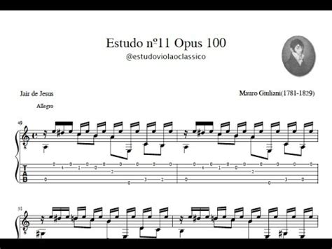 Estudo nº11 Capricho Allegro da Opus 100 de Mauro Giuliani para violão