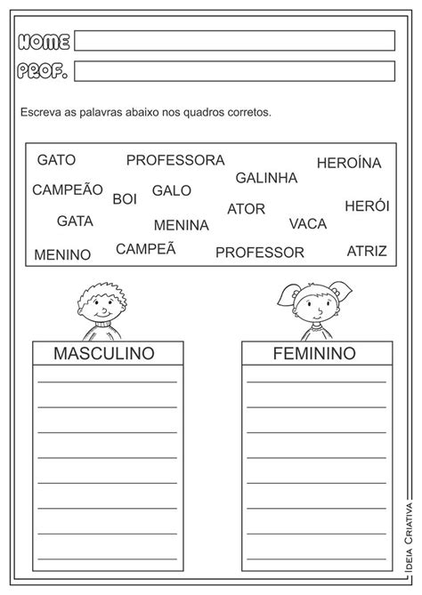 Atividades E Projetos Fundamental I Atividades Masculino E Feminino Língua Atividades