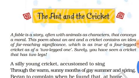 Class 8th The Ant The Cricket Poem With QUESTIONS ANSWERS Full