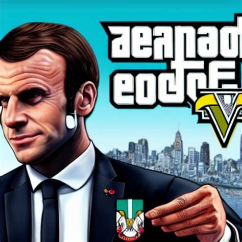 Prompthunt Emmanuel Macron On GTA V Cover Art