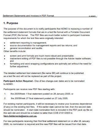 Sample Settlement Statements In Pdf Ms Word