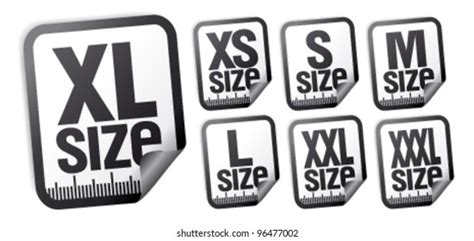 Size Clothing Stickers Set Stock Vector (Royalty Free) 96477002 ...